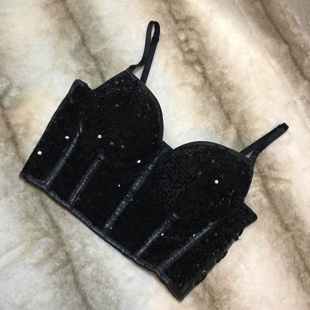Black sequin bra/crop top